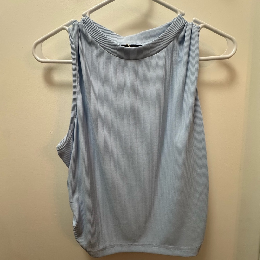 Light Blue Sleeveless Women's Scrunch Side Tank Top